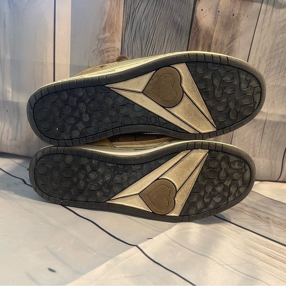 Coach Norra Gold Leather High Tops Sneakers Signature Print A1431 Size 9 - Picture 8 of 10